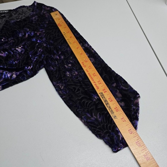 Roz & Ali Women Velvet Burnout Blouse Size 2X Purple 3/4 Sleeve Whimsical Witchy - Picture 10 of 12